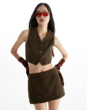 The SRT  X14 (TSK252) Soft-touch Shimmer Fur Mini Skirt