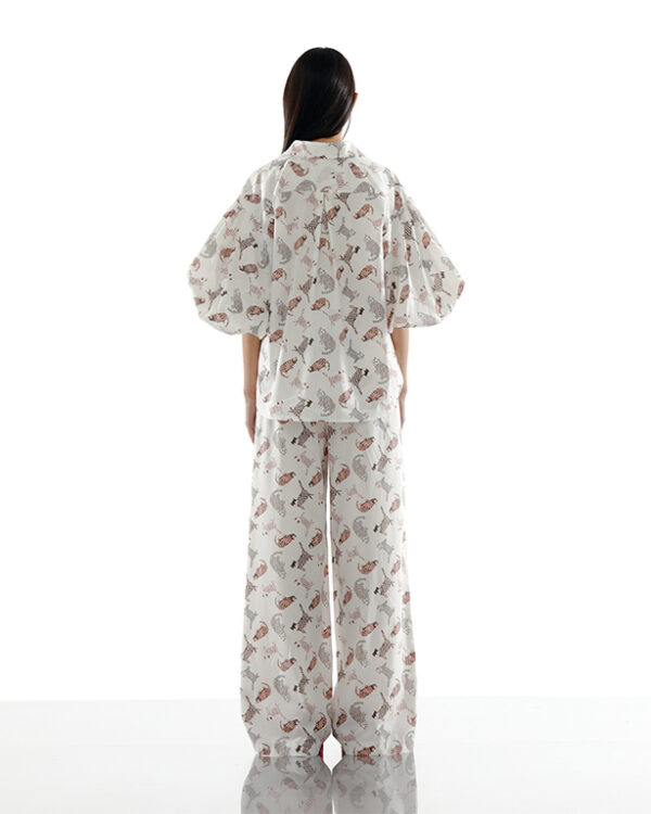 The SRT X16 (TST277) Cat Printed Balloon Sleeve Shirt - Image 6