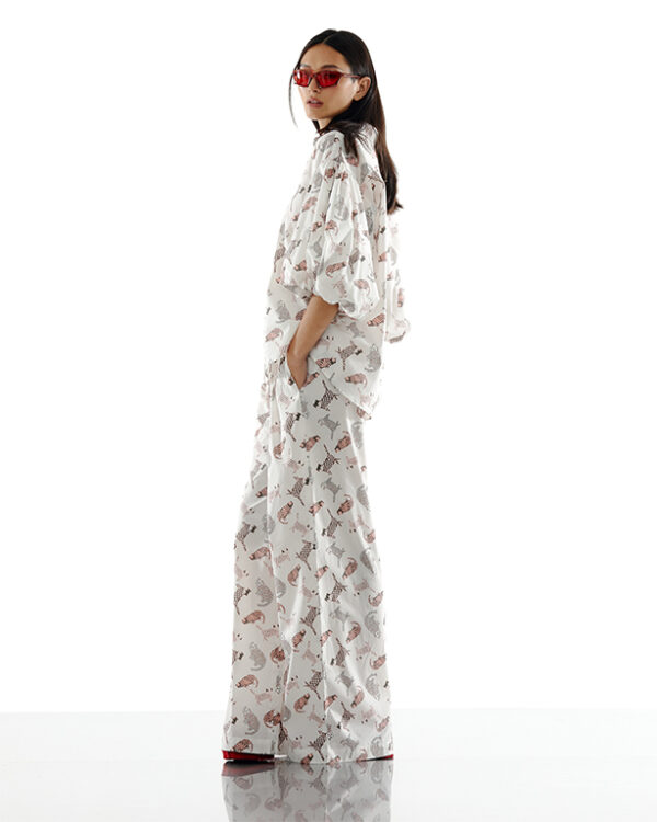 The SRT X16 (TST277) Cat Printed Balloon Sleeve Shirt - Image 5