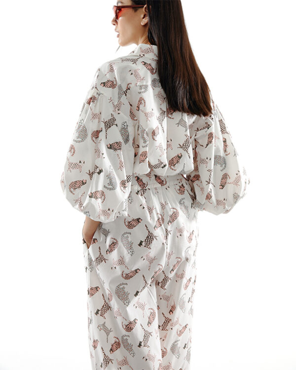 The SRT X16 (TST277) Cat Printed Balloon Sleeve Shirt - Image 3