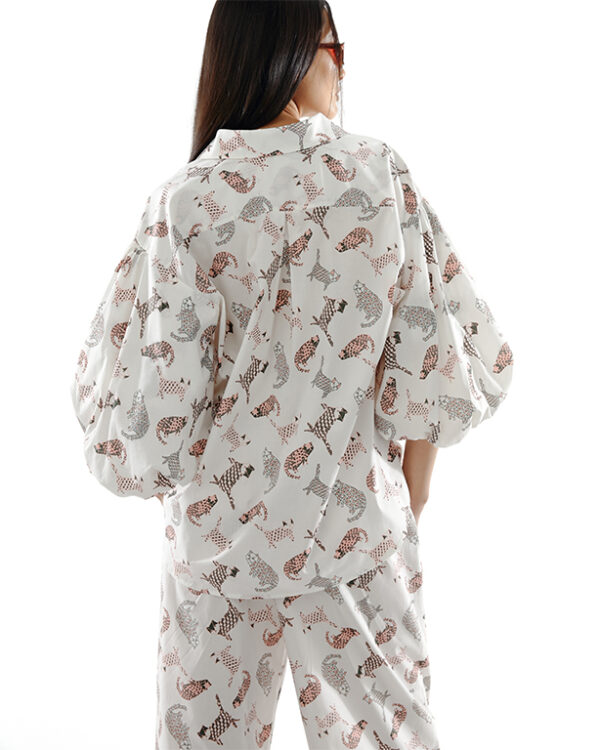 The SRT X16 (TST277) Cat Printed Balloon Sleeve Shirt - Image 8